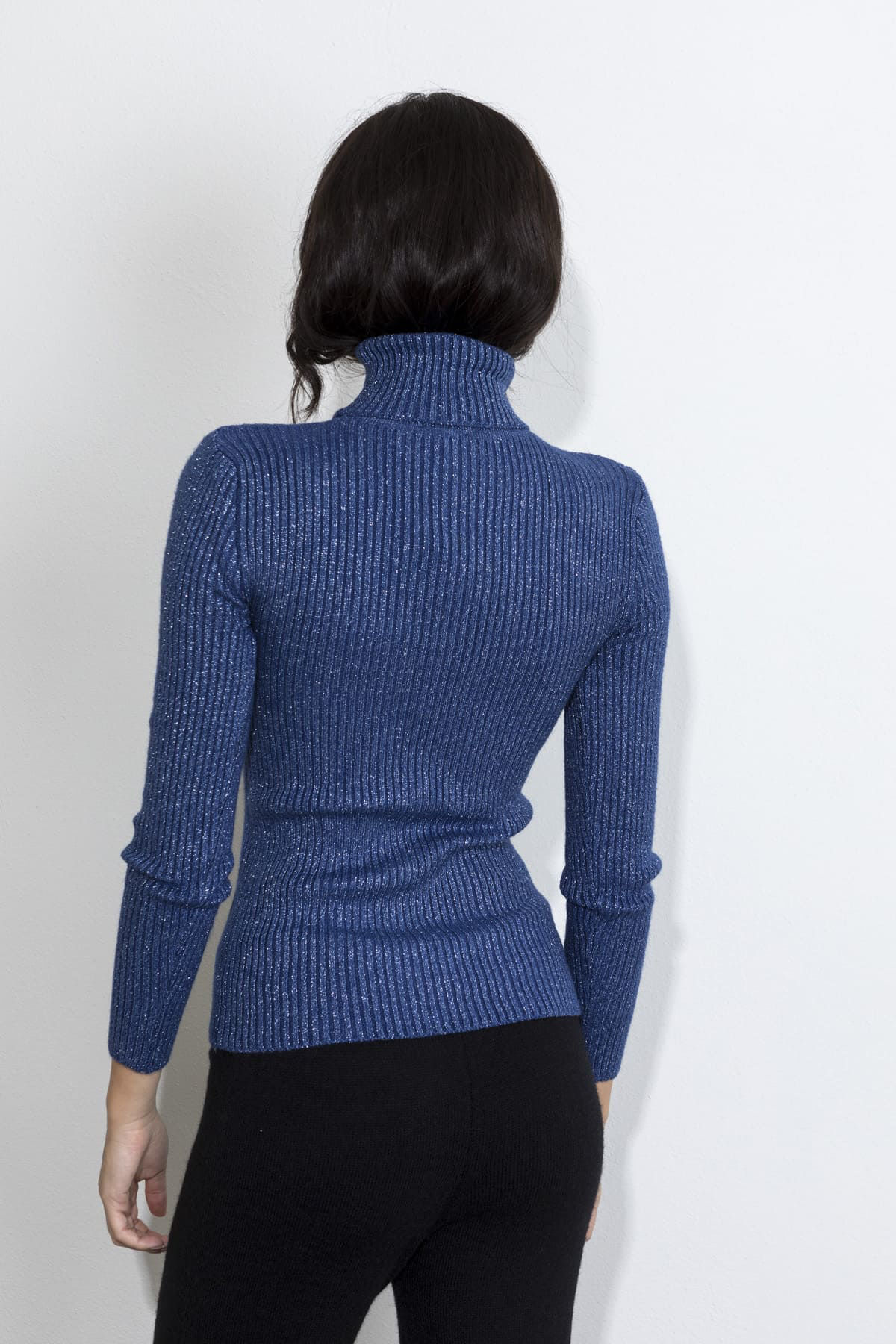 Turtleneck lurex knitted blouse ROYAL BLUE | Womens Clothes Cento Fashion