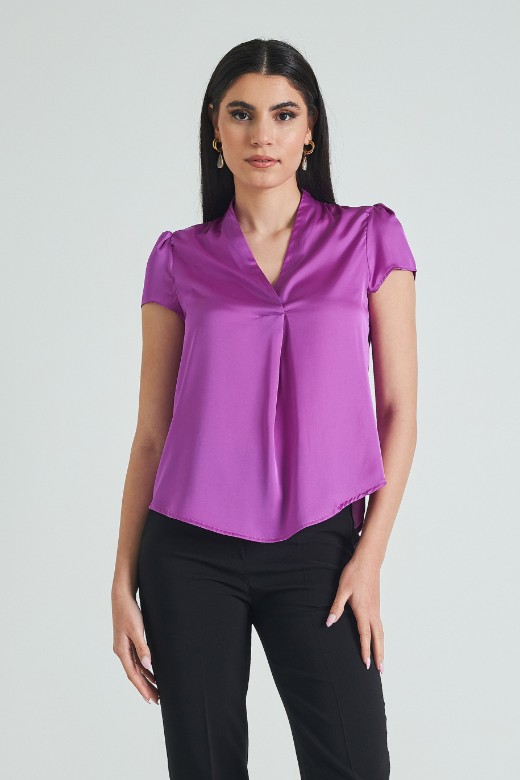 Picture of Satin blouse V neckline