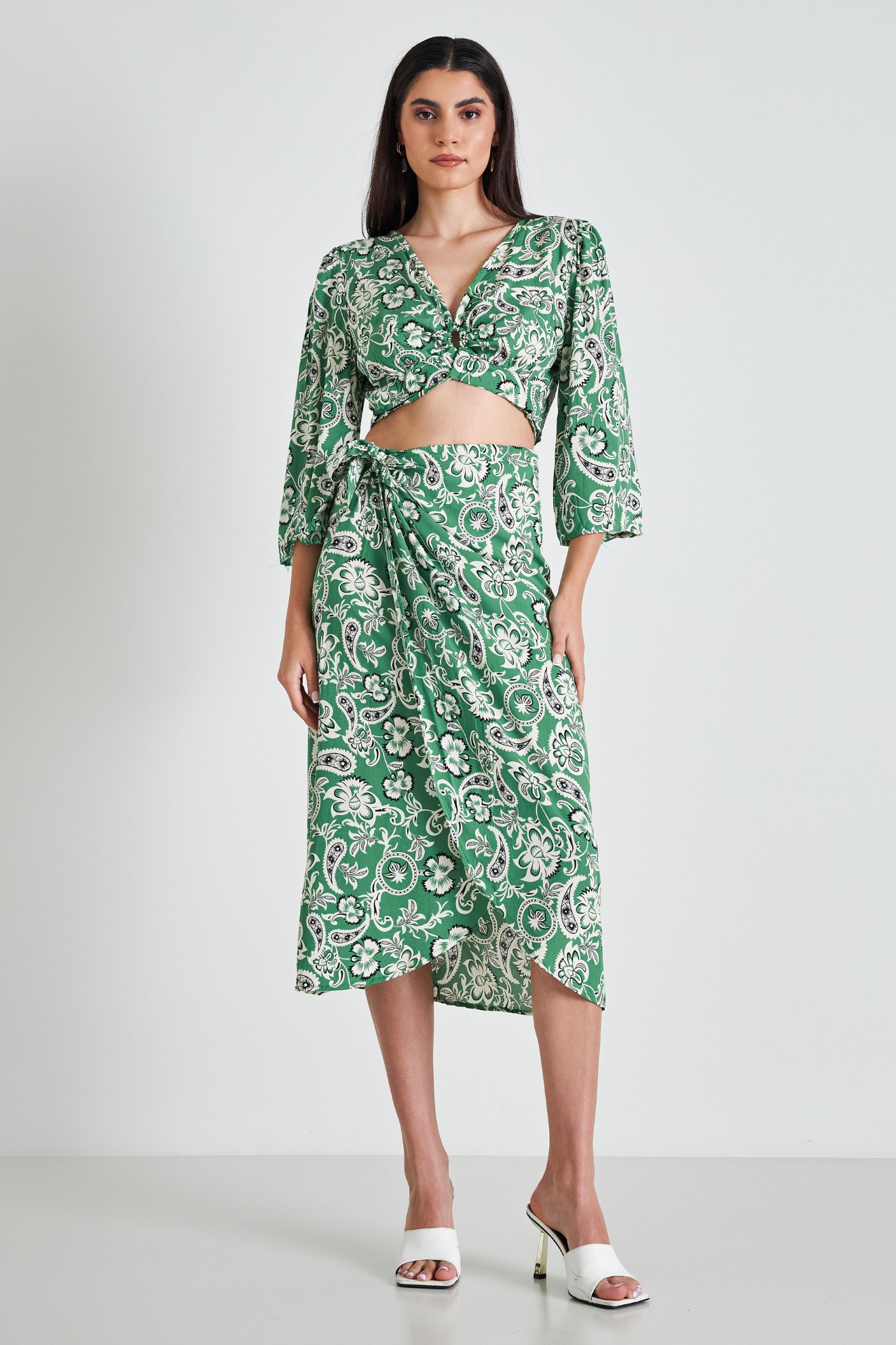 Maxi wrap skirt BRAZIL GREEN  Womens Clothes Cento Fashion