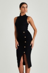 Picture of Ribbed dress with gold buttons