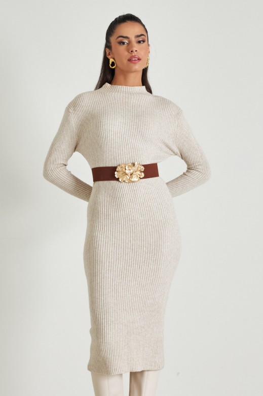 Picture of Ribbed high neck dress