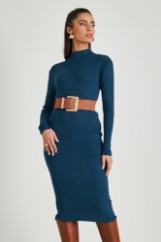 Picture of Ribbed high neck dress