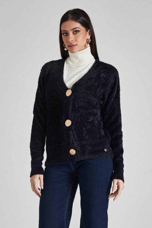 Picture of Fluffy cardigan with metal buttons