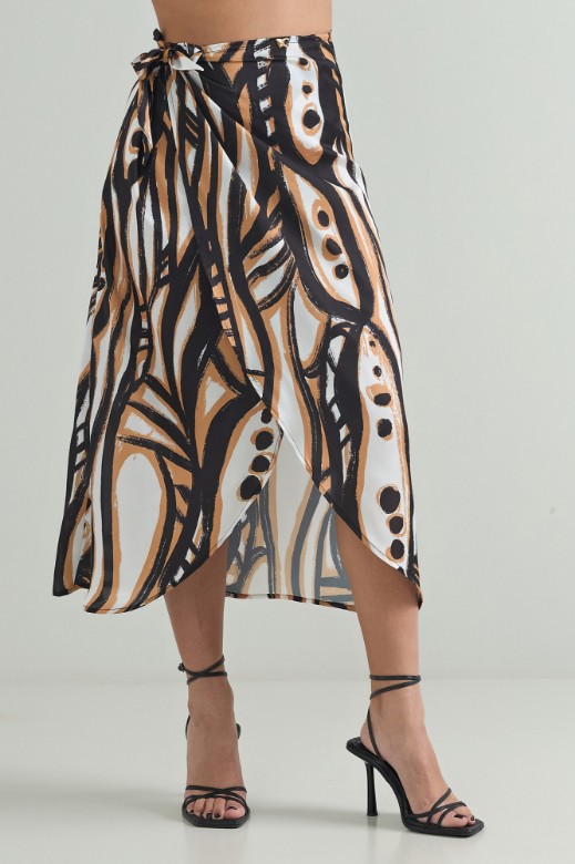 Picture of Wrap satin printed skirt