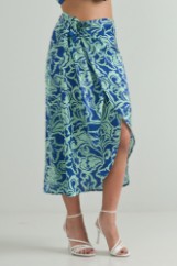 Picture of Wrap satin printed skirt