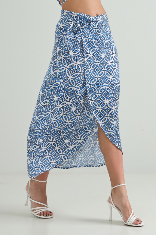 Picture of Wrap satin printed skirt