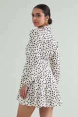 Picture of Satin polka dots dress with tie knot