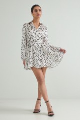 Picture of Satin polka dots dress with tie knot