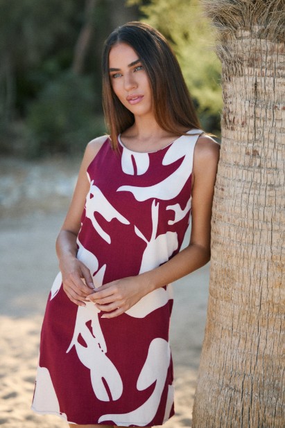 Picture of Printed basic linen dress