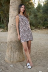 Picture of Printed basic linen dress