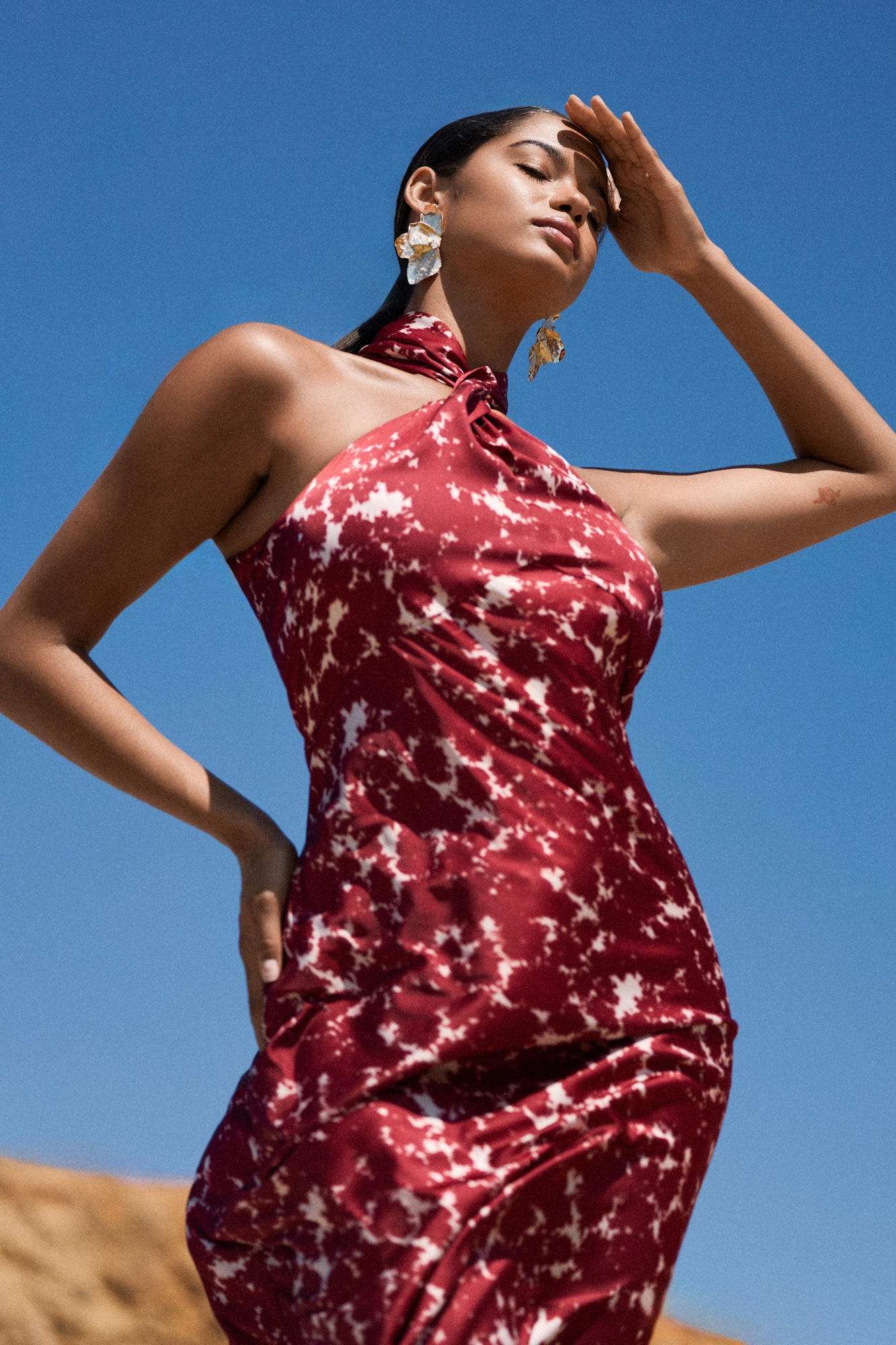 Picture of Printed maxi halter dress