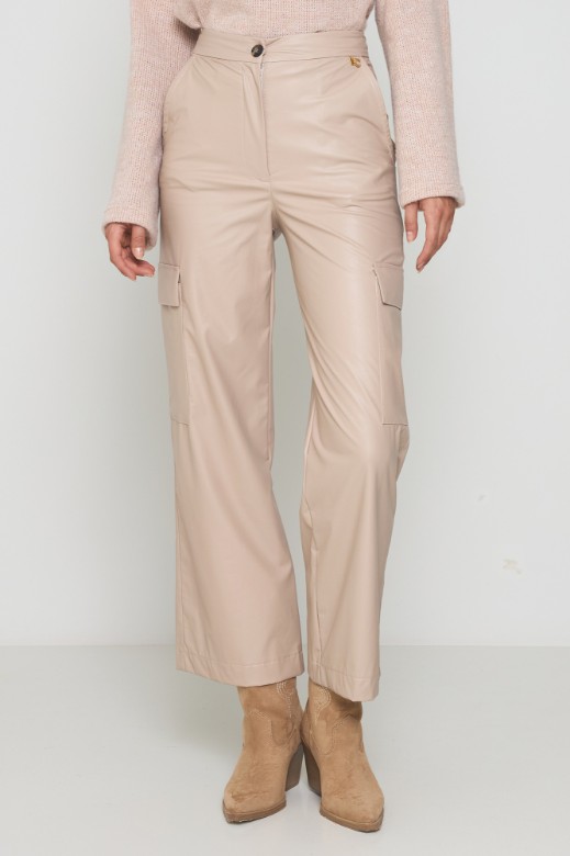 Picture of Faux leather cargo pants