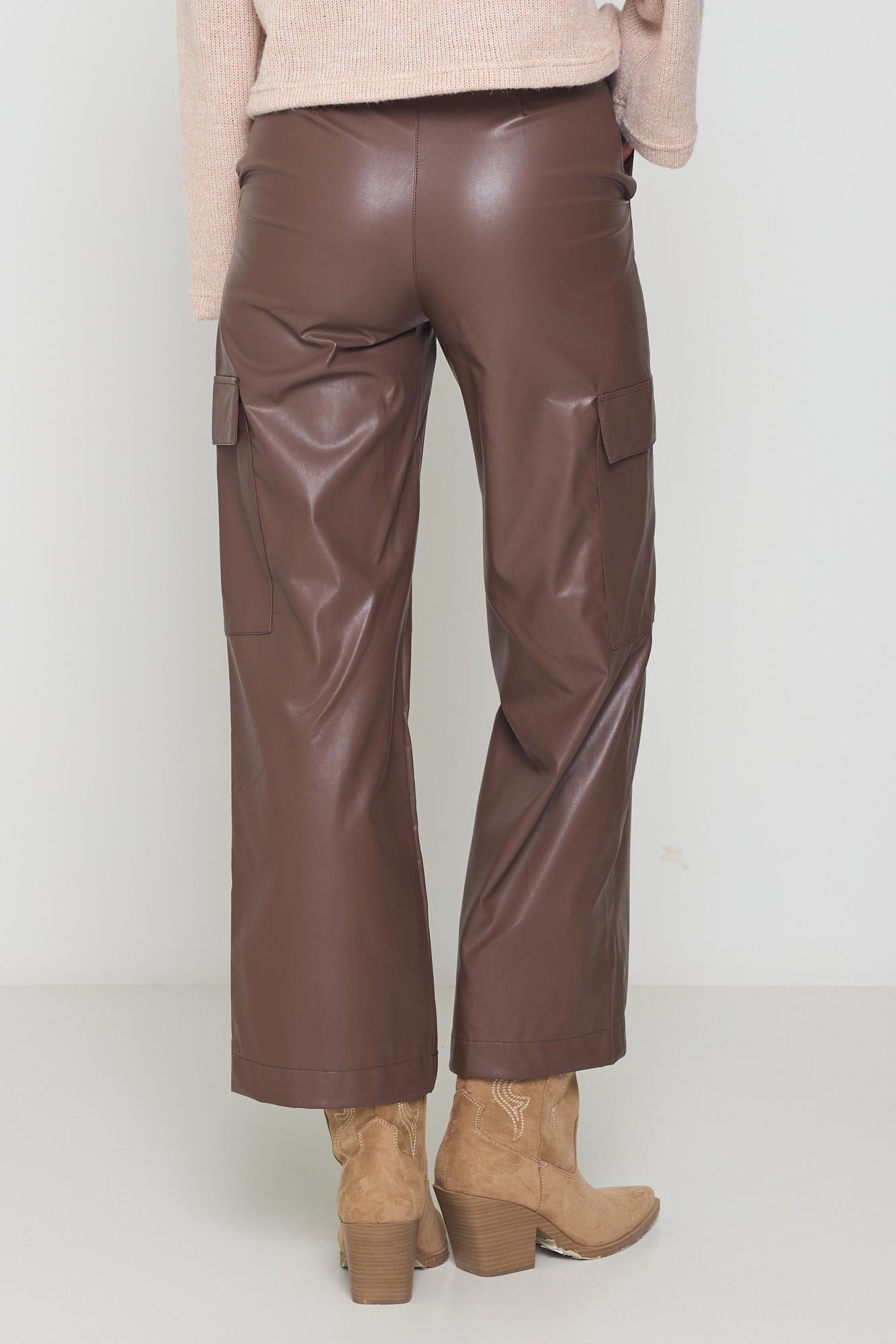 Picture of Faux leather cargo pants