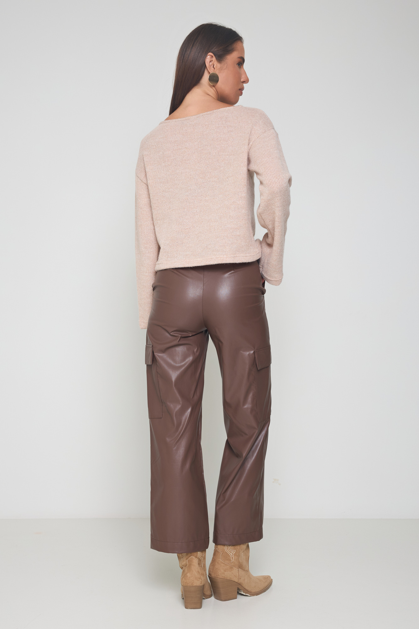 Picture of Faux leather cargo pants