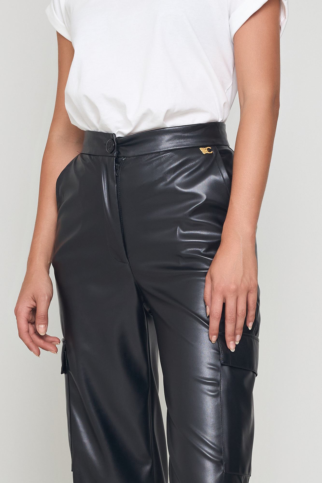 Picture of Faux leather cargo pants