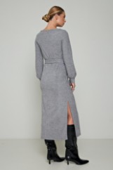 Picture of V-neck knit dress with opening