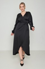 Picture of Printed wrap satin dress