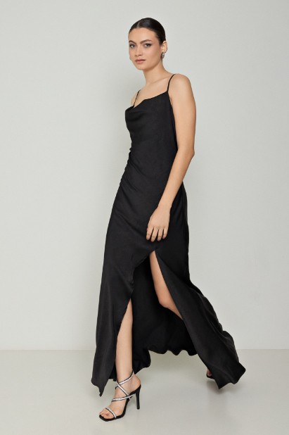 Picture of Backless draped satin dress